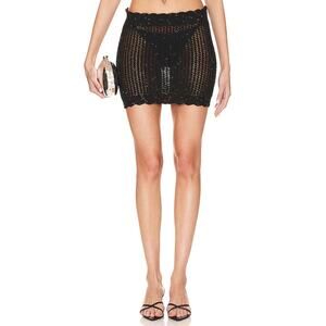 Lovers And Friends 'Renata' Black Crochet Knit Sequin Skirt Size XS
